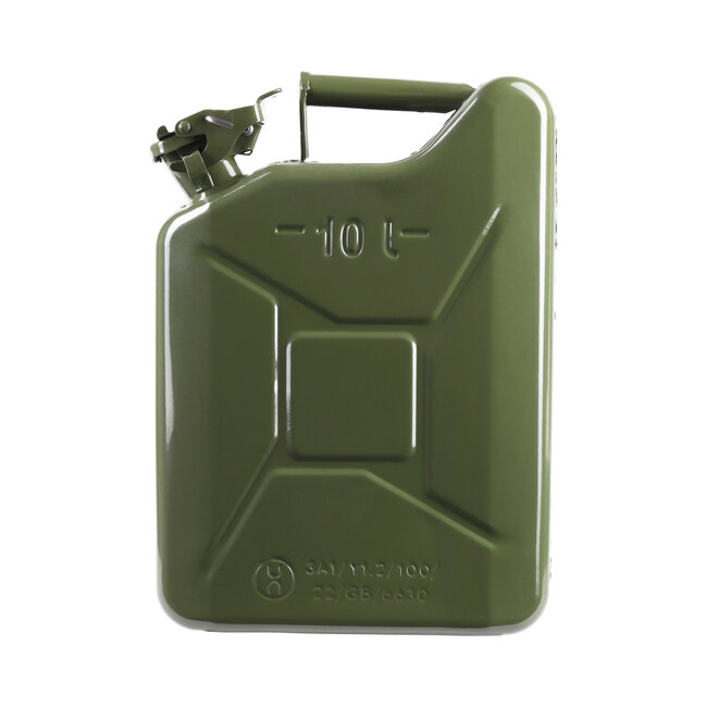10 liter steel fuel jerrycan - green