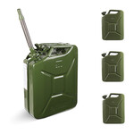 4x 20L stalen brandstof jerrycan groen + 1x schenktuit (gratis verzending)
