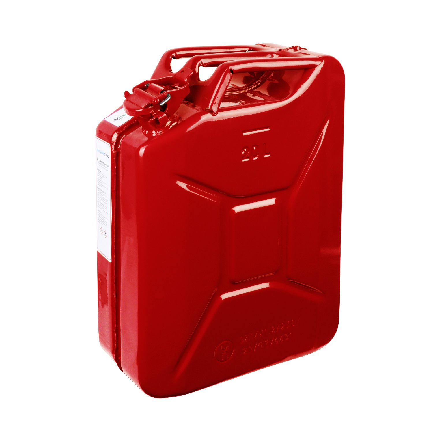 20 liter steel fuel jerrycan - red 