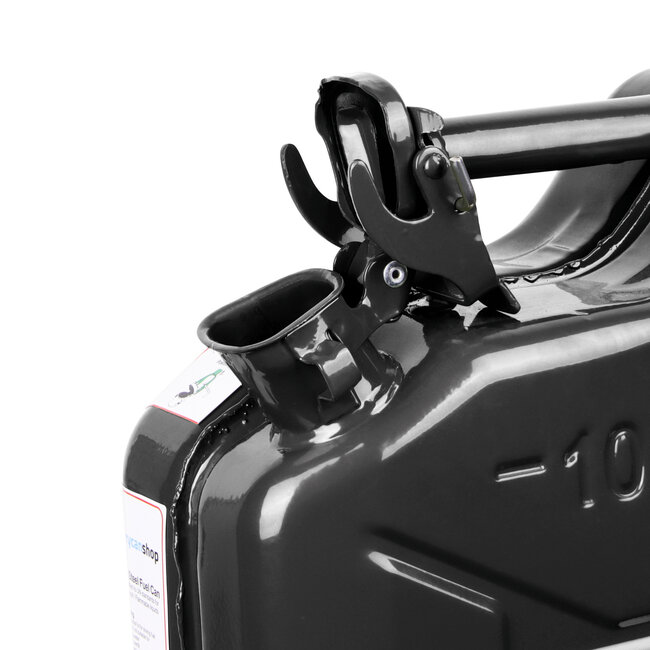 10 liter steel fuel jerrycan - black