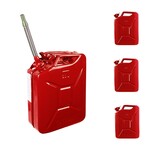 4x 20L stalen brandstof jerrycan rood + 1x schenktuit (gratis verzending)