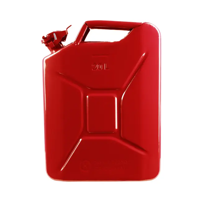 4x 20L metal fuel canisters red + 1x pourer