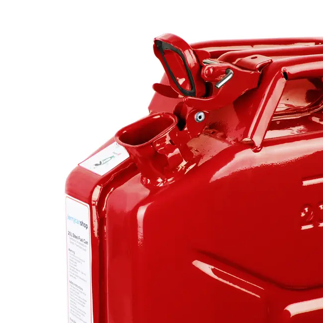 4x 20L stalen brandstof jerrycan rood + 1x schenktuit (gratis verzending)