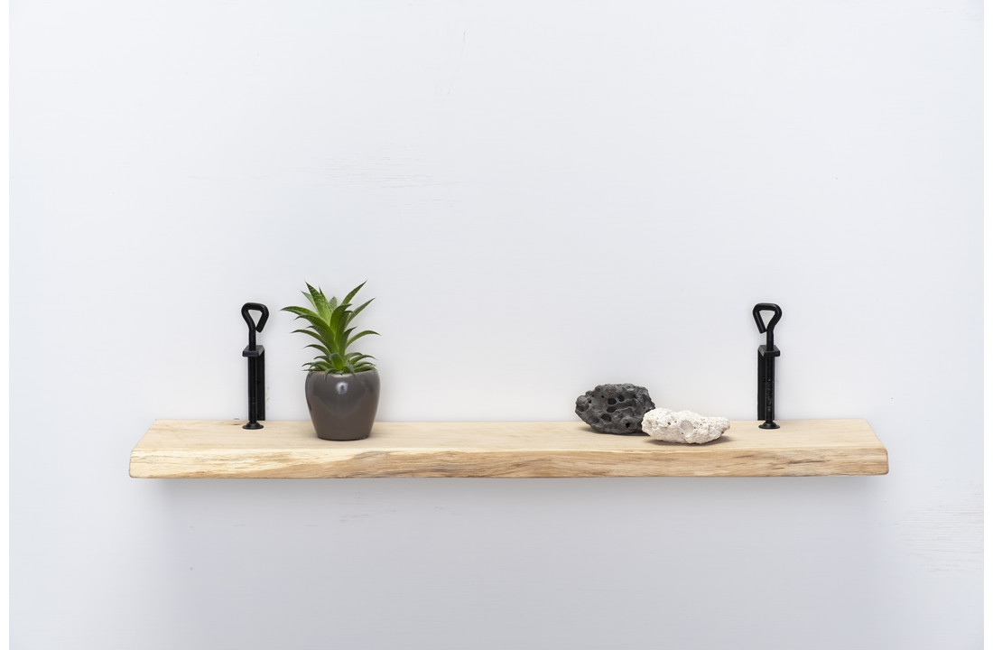 Oak wall shelf 26mm with small rotary clamps