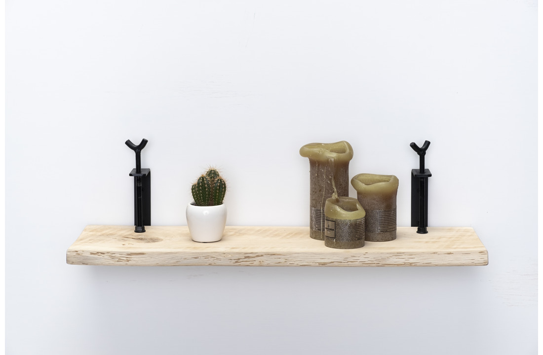 Oak wall shelf 26mm with large rotary clamps