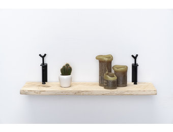 Oak wall shelf 26mm with large rotary clamps