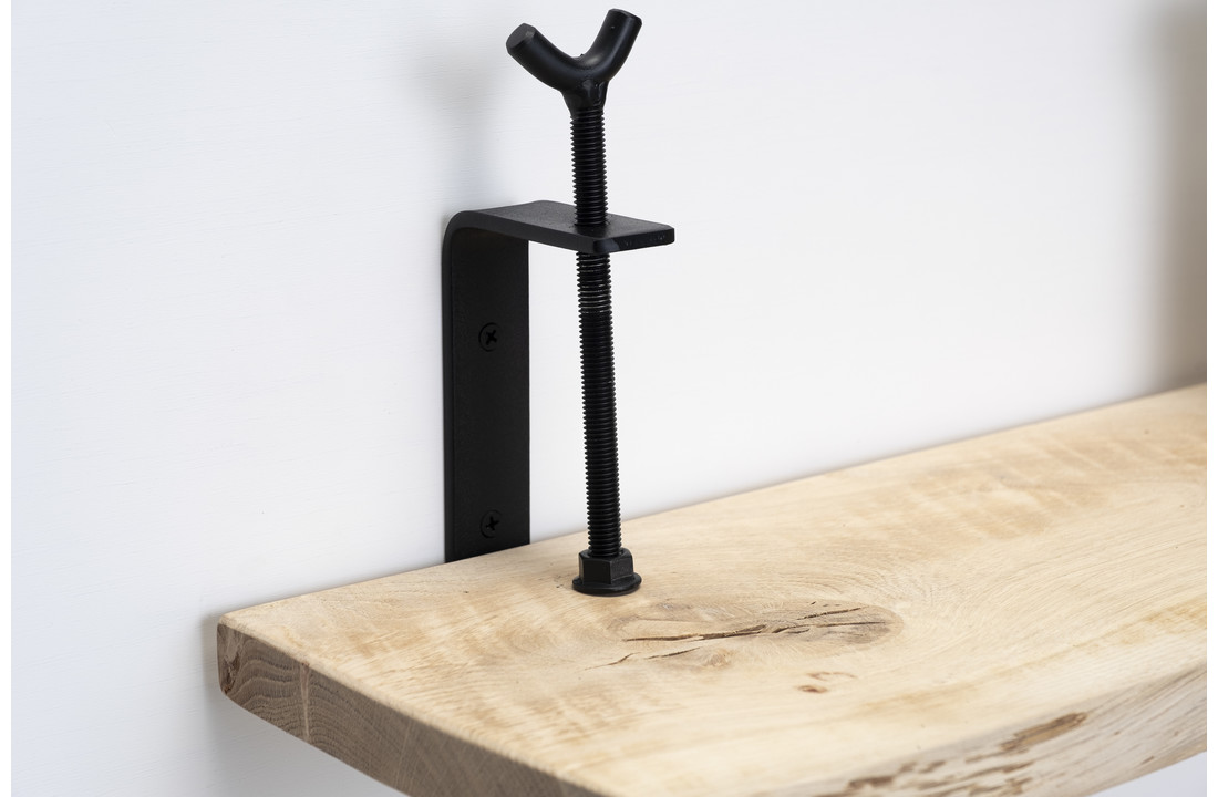 Oak wall shelf 26mm with large rotary clamps
