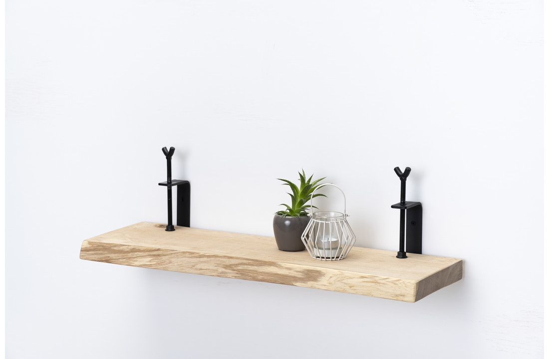 Eiken wandplank 36mm met grote draaiklemmen
