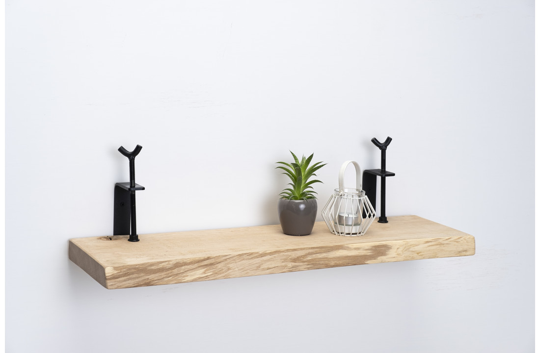 Eiken wandplank 36mm met grote draaiklemmen