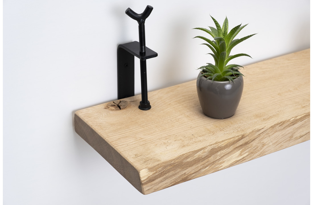 Oak wall shelf 36mm with large rotary clamps