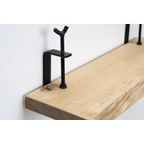 Oak wall shelf 36mm with large rotary clamps