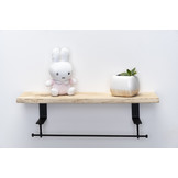 Eiken wandplank 26mm met stalen beugels en ophangsysteem