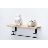 Eiken wandplank 26mm met stalen beugels en ophangsysteem