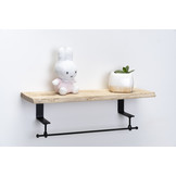 Eiken wandplank 26mm met stalen beugels en ophangsysteem