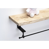 Eiken wandplank 26mm met stalen beugels en ophangsysteem