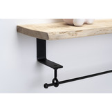 Eiken wandplank 26mm met stalen beugels en ophangsysteem