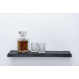 Zwart eiken wandplank 36mm geschuurd met blind montage systeem