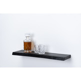Zwart eiken wandplank 36mm geschuurd met blind montage systeem