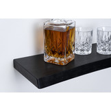 Zwart eiken wandplank 36mm geschuurd met blind montage systeem