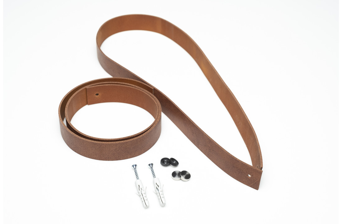 Set leather shelf supports brown