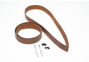 Set leather shelf supports black brown