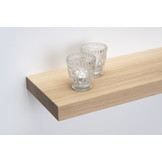 Eiken wandplank 4cm dikte geschaafd strak gezaagd met zwevend montage systeem