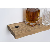 Oud eiken wagondeel wandplank 4cm dikte met blind montage systeem