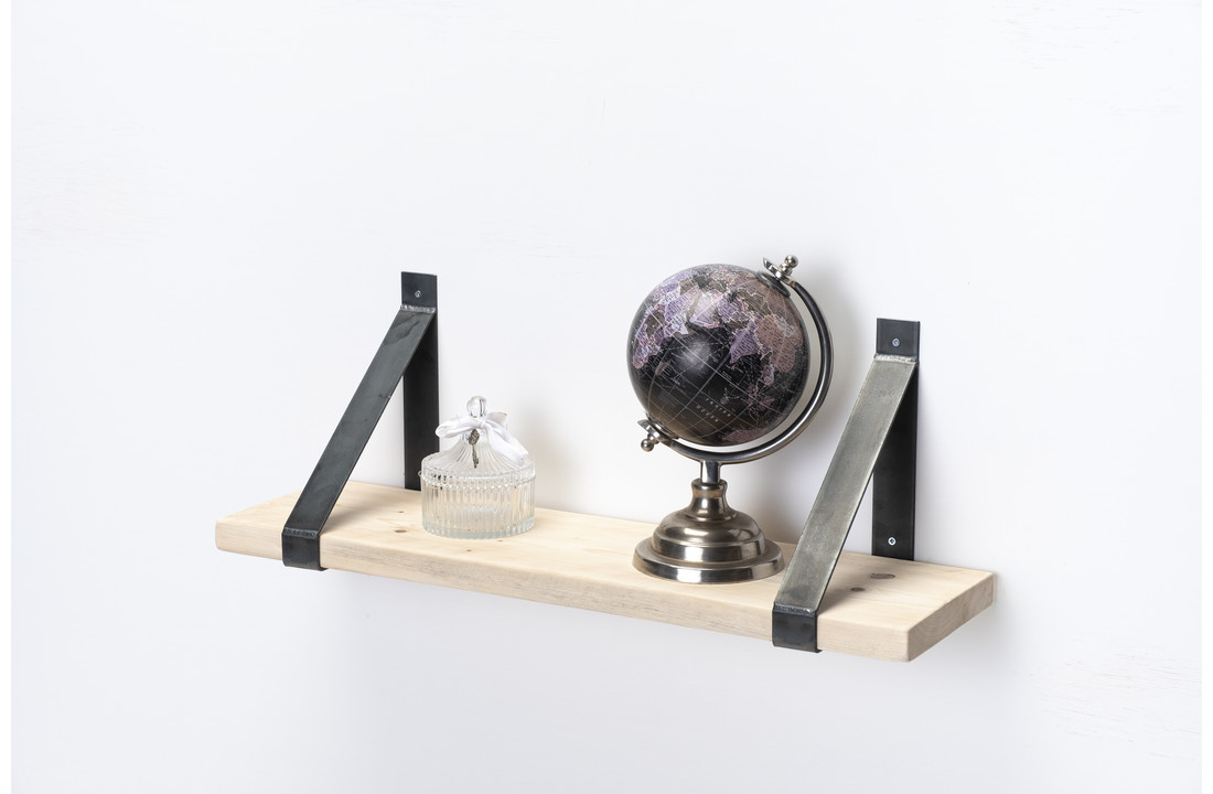 Wandplank steigerhout nieuw 3cm met stalen beugels