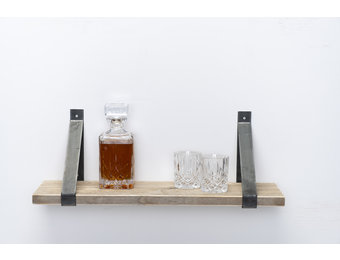 Wall board scaffolding wood old 3cm with steel brackets