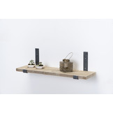 Wandplank steigerhout oud 3cm met open stalen beugels