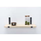 Wandplank steigerhout nieuw 3cm met open stalen beugels