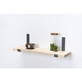 Wandplank steigerhout nieuw 3cm met open stalen beugels