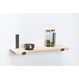 Wandplank steigerhout nieuw 3cm met open stalen beugels