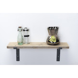 Wandplank steigerhout oud 3cm met open stalen beugels II