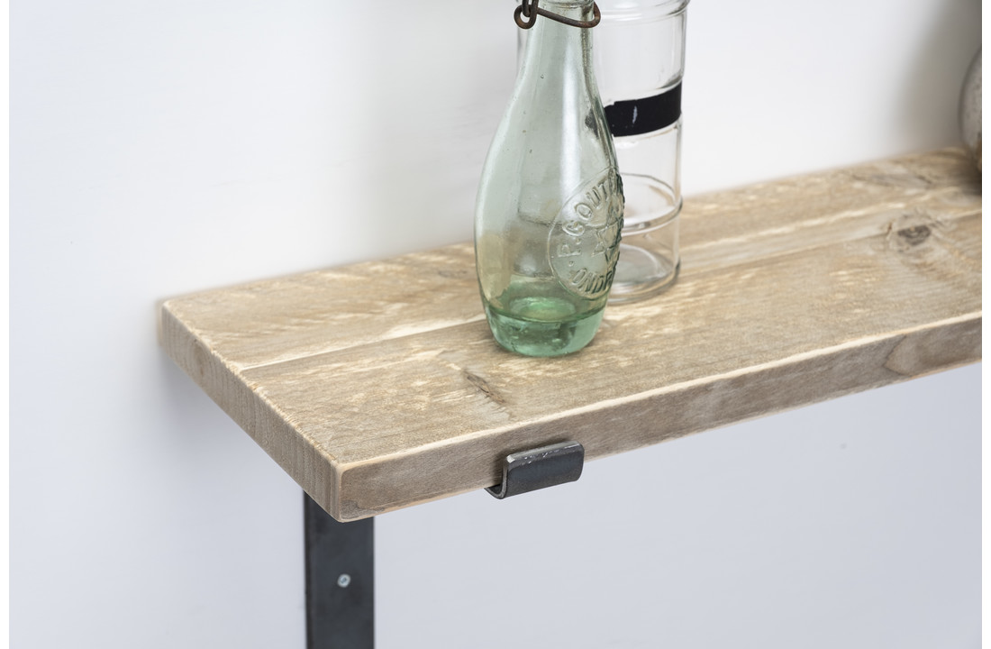 Wall board scaffolding wood old 3cm with open steel brackets II
