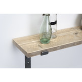 Wandplank steigerhout oud 3cm met open stalen beugels II