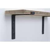Wandplank steigerhout oud 3cm met open stalen beugels II