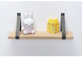 Wall shelf oak 3cm with steel brackets