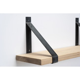 Wandplank eiken 3cm met stalen beugels