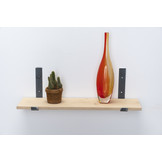 Wandplank eiken 2cm met open stalen beugels