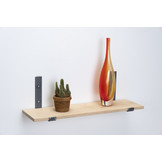 Wall shelf oak 2cm with open steel brackets
