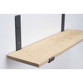 Wall shelf oak 2cm with open steel brackets