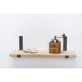 Wandplank eiken 3cm met open stalen beugels