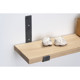 Wandplank eiken 3cm met open stalen beugels