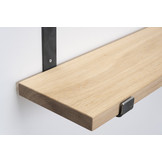 Wandplank eiken 3cm met open stalen beugels