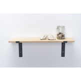 Wandplank eiken 2cm met open stalen beugels II