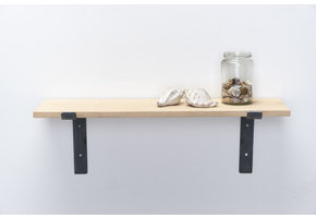 Wall shelf oak 2cm with open steel brackets II