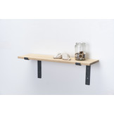 Wall shelf oak 2cm with open steel brackets II