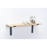 Wandplank eiken 2cm met open stalen beugels II