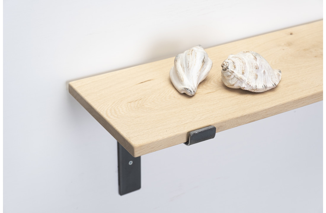 Wandregal Eiche 2cm mit öffnen Stahlbügeln II